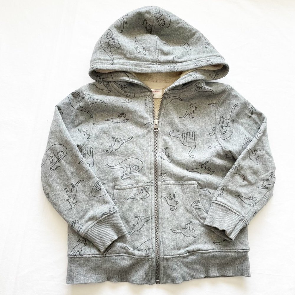 Hanna Andersson Gray Dinosaur Full Zip Hooded Sweatshirt size 5